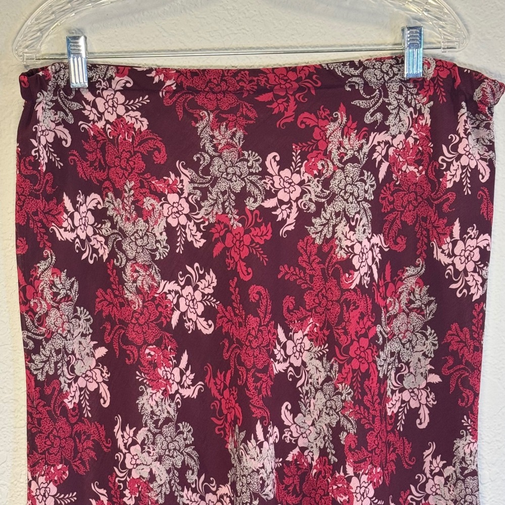 White Stag Bordeaux Wallpaper Floral Georgette Double Layer Skirt L Y2K fairy - Picture 2 of 8